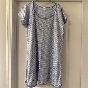 Lake Pajamas Short Sleeve Stripe Nightgown Hydrangea